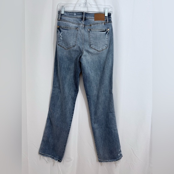 Judy Blue “Dad” High Rise Cell Phone Pocket Jeans With Distressed Spots Size 3 - Picture 10 of 16